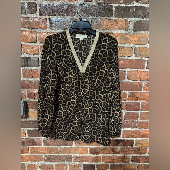 Michael Kors Tops - Michael Kors Brown Leopard Print Top EUC Size Small